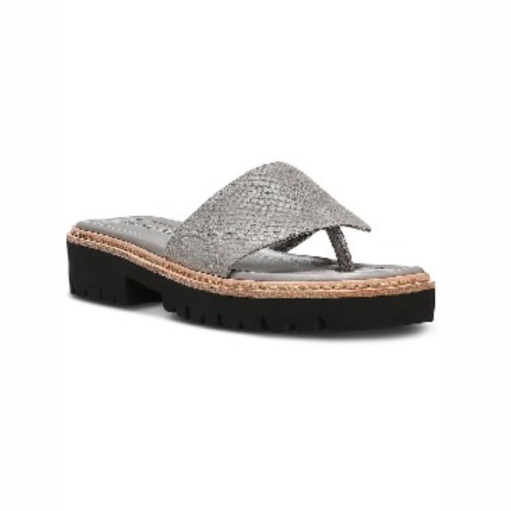 DONALD J. PLINER Gray Lizard Print Leather Thong Sandals Shoes 6